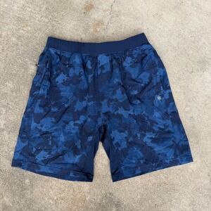 Gaiam Mens Blue Camo Performance Athletic Training Shorts Size Medium